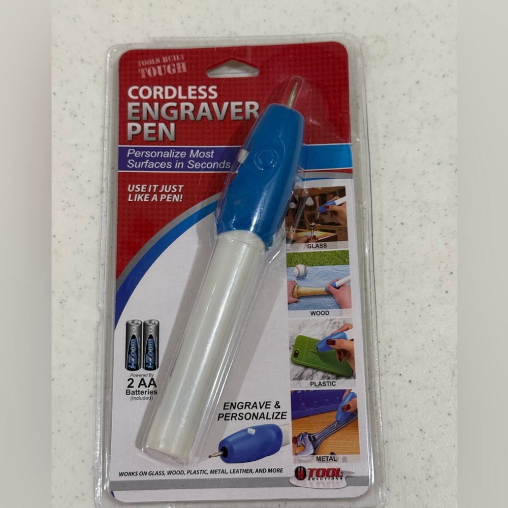 NEW Tool Solutions Cordless Engraver Pen in Blue and White - Picture 2 of 8